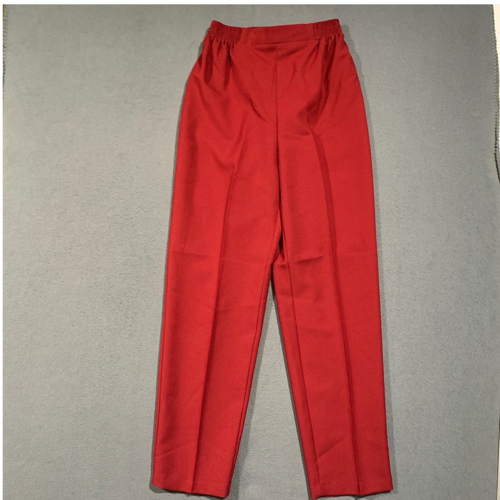 Monterey Canyon Dress Pants Women 10 Red Vintage Elastic Waist Tapered Trousers